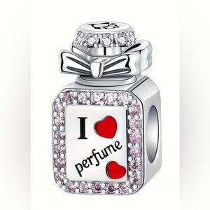 Silver & Pink Sparkle Perfume Bottle Charm for Pandora Charm Braclets